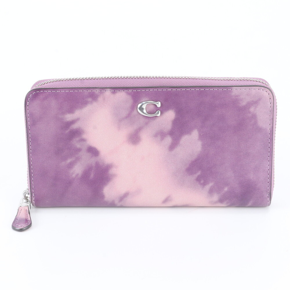 Coach Accordion Zip Wallet Tie-Dye Leather Long Round Zipper Women's